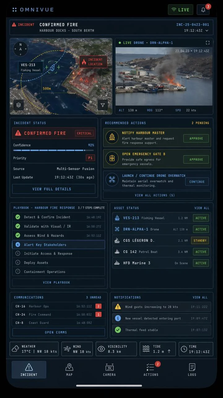 omniVUE harbour incident on a phone